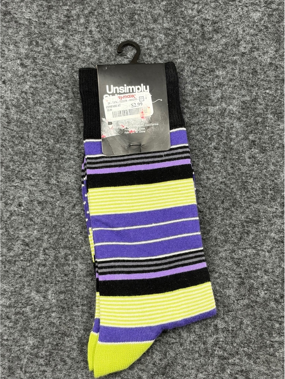 Unsimply Men's Striped Crew Socks Size 8-13